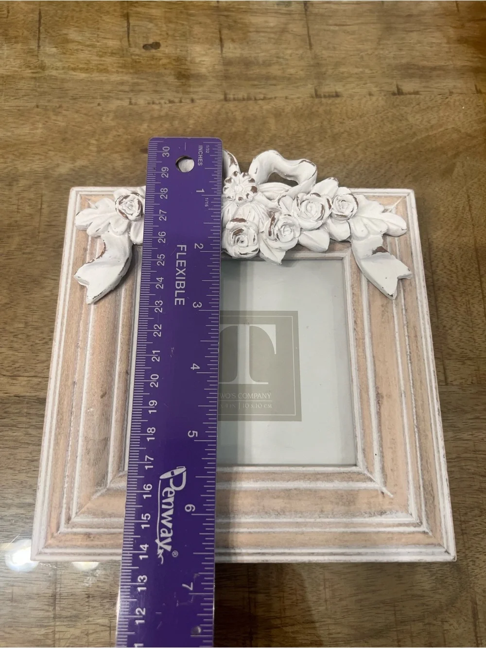 Two's Company White and Cream Floral Wood Picture Frame